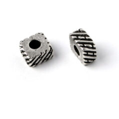 Bead, Pewter 9x9mm Square - Antique Silver