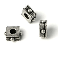 Bead, Pewter 8.5x4mm Square - Antique Silver