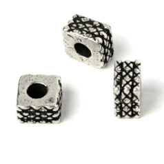 Bead, Pewter 10x4mm Square - Antique Silver