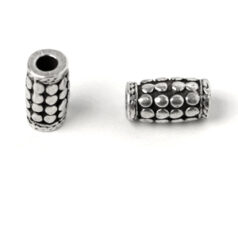 Bead, Pewter 12x6mm Tube - Antique Silver
