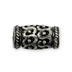 Bead, Pewter 12x6mm Tube - Antique Silver