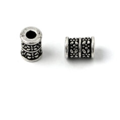 Bead, Pewter 8x6mm Tube - Antique Silver