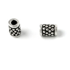 Bead, Pewter 8.6x6mm Tube - Antique Silver