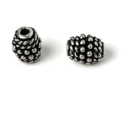 Bead, Pewter 8.8x6.7mm Oval - Antique Silver