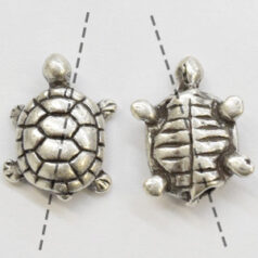 Bead, Pewter Charm Turtle 14.5x10.6mm  - Antique Silver  (hole size 1.5mm)