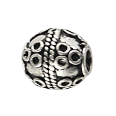Bead, Pewter 10x9mm Oval - Antique Silver