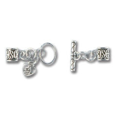 Jewelry or Watch Buckle in Silver Finish in a Toggle design with Heart, length 46mm, width 13mm