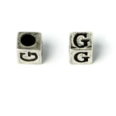 Bead, Pewter 7x7mm Cube with Alphabet Letter G