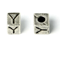 Bead, Pewter 7x7mm Cube with Alphabet Letter Y