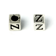 Bead, Pewter 7x7mm Cube with Alphabet Letter Z