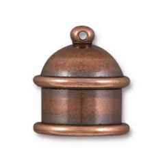 Tierracast Cord End Cap, Brass, Pagoda (Height: 15.5, Diameter:13.8mm (Inside diameter:10mm) - Antique Copper plated Brass