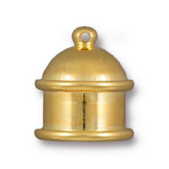 Tierracast Cord End Cap, Brass, Pagoda (Height: 15.5, Diameter:13.8mm (Inside diameter:10mm) - Bright Gold plated brass