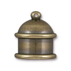 Tierracast Cord End Cap, Brass, Pagoda (Height: 15.5, Diameter:13.8mm (Inside diameter:10mm) - Brass Oxide
