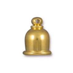 Tierracast Cord End Cap, Taj (Height: 12mm, Diameter 9mm (Inside diameter: 6mm) - Bright Gold plated brass