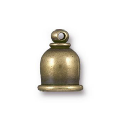 Tierracast Cord End Cap, Brass, Taj (Height: 12mm, Diameter 9mm (Inside diameter: 6mm), hole size: 1.5mm)- Brass Oxide