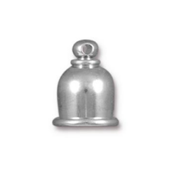 Tierracast Cord End Cap, Taj (Height: 12mm, Diameter 9mm (Inside diameter: 6mm) -Rhodium plated brass