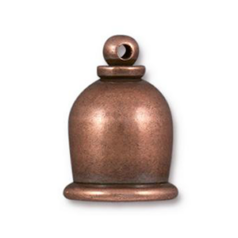 Tierracast Cord End Cap, Taj (Height: 16mm, Diameter 11.6mm (Inside diameter: 8mm) - Antique Copper plated brass