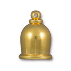 Tierracast Cord End Cap, Taj (Height: 16mm, Diameter 11.6mm (Inside diameter: 8mm) -Bright Gold plated brass