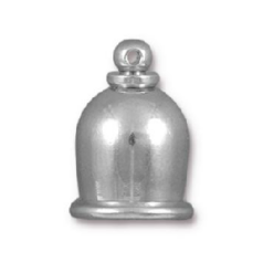 Tierracast Cord End Cap, Taj (Height: 16mm, Diameter 11.6mm (Inside diameter: 8mm) -Rhodium plated brass