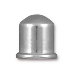 Tierracast Cord End Cap, Cupola (Height: 11.8, Diameter: 10.9mm (inside diameter 8mm))- Rhodium plated brass