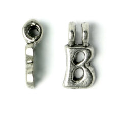 Bead, Pewter 9x6.5mm Hanging Alphabet Letter B