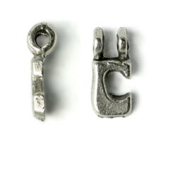 Bead, Pewter 9x6.5mm Hanging Alphabet Letter C