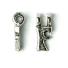 Bead, Pewter 9x6.5mm Hanging Alphabet Letter F