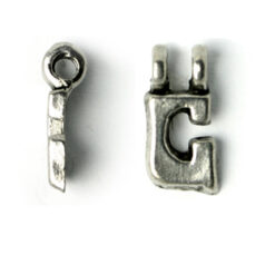 Bead, Pewter 9x6.5mm Hanging Alphabet Letter G