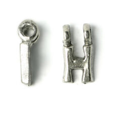 Bead, Pewter 9x6.5mm Hanging Alphabet Letter H