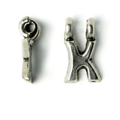 Bead, Pewter 9x6.5mm Hanging Alphabet Letter K