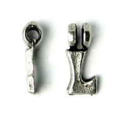 Bead, Pewter 9x6.5mm Hanging Alphabet Letter L