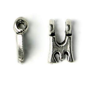 Bead, Pewter 9x6.5mm Hanging Alphabet Letter M