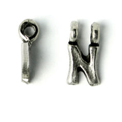 Bead, Pewter 9x6.5mm Hanging Alphabet Letter N