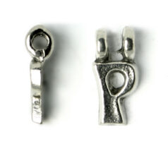 Bead, Pewter 9x6.5mm Hanging Alphabet Letter P