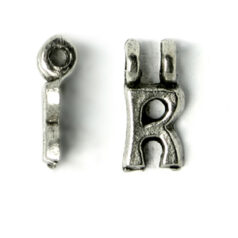 Bead, Pewter 9x6.5mm Hanging Alphabet Letter R