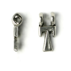 Bead, Pewter 9x6.5mm Hanging Alphabet Letter T