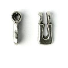 Bead, Pewter 9x6.5mm Hanging Alphabet Letter U