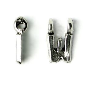 Bead, Pewter 9x6.5mm Hanging Alphabet Letter W