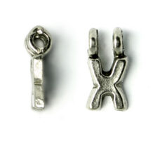 Bead, Pewter 9x6.5mm Hanging Alphabet Letter X
