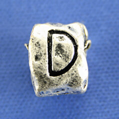 Bead, Pewter 8.5x7.5mm Baroque Oval in Antique Pewter, Alphabet Letter D