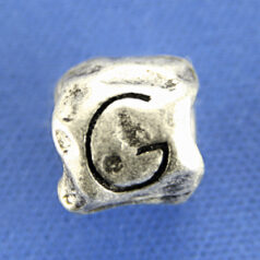 Bead, Pewter 8.5x7.5mm Baroque Oval in Antique Pewter, Alphabet Letter G