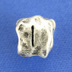 Bead, Pewter 8.5x7.5mm Baroque Oval in Antique Pewter, Alphabet Letter I