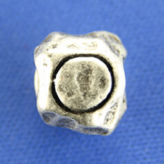 Bead, Pewter 8.5x7.5mm Baroque Oval in Antique Pewter, Alphabet Letter O
