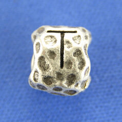 Bead, Pewter 8.5x7.5mm Baroque Oval in Antique Pewter, Alphabet Letter T