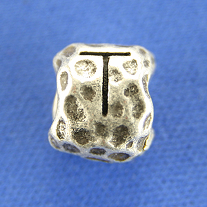 Bead, Pewter 8.5x7.5mm Baroque Oval in Antique Pewter, Alphabet Letter T