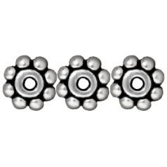 Tierracast Heishi Bead, 6mm Round Rondelle Spacer - Antique Silver