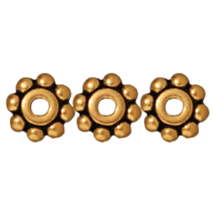 Tierracast Heishi Bead, 6mm Round Rondelle Spacer - Bright Gold