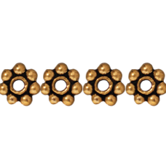Tierracast Heishi Bead, 5mm Round Rondelle Spacer - Antique Gold