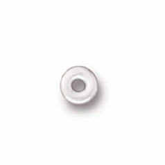 Tierracast Bead, 5mm Kenyan Round Rondelle- Bright Silver