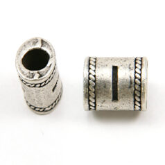 Bead, Pewter 10x6.7mm Oval Tube in Antique Pewter,  Alphabet Letter I